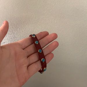 Brown boho bracelet with turquoise beads vintage